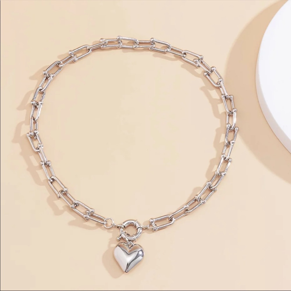 NEW STERLING SILVER LOVE HEART CHOKER NECKLACE - Picture 3 of 4